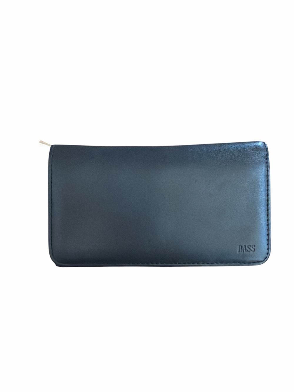 BASS Black Zip-Around Leather Wallet Simple Minimalist Essentials